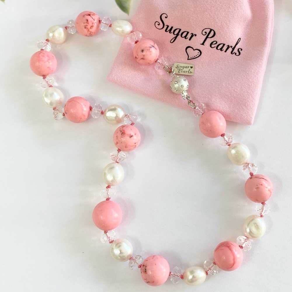 Pink Turquoise, Pearl & Quartz Necklace